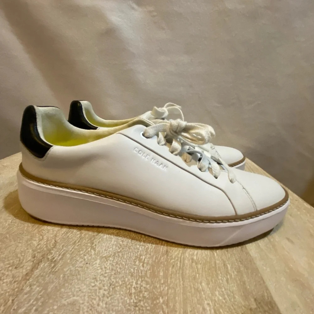Cole Haan grand pro top spin leather sneaker 8.5 leather white - Picture 4 of 13